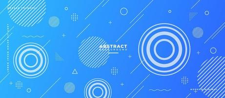 Geometric blue abstract background. Moving dynamic line, dot, circle composition illustration. vector