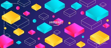 Colorful animated gradient cube, line futuristic abstract background. vector