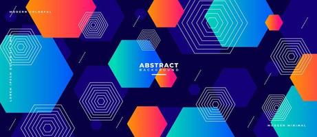 Colorful gradient hexagon shape futuristic geometric abstract background. vector