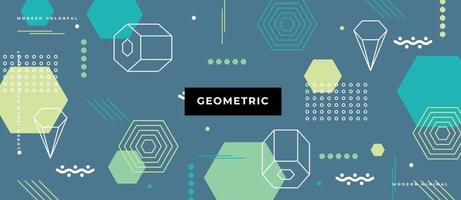 Flat Bauhaus or Memphis geometric shapes and composition. Retro elements pattern background. vector