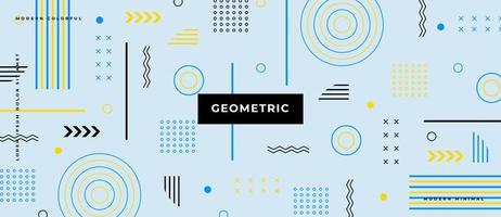 Flat circle, line memphis background. minimal geometric with 1980 style texture pop pattern on pastel background. vector