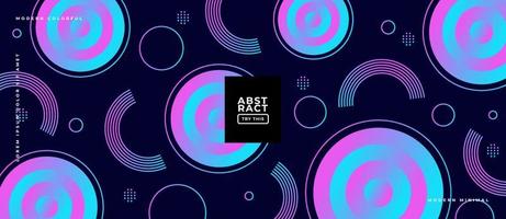 Dark retro futuristic geometric circle shape, line neon, blue abstraction background. vector