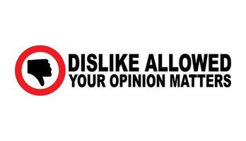 dislike sign with slogan social media dislike removed, concept of internet community users protest vector