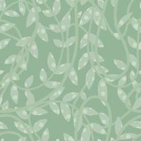 Seafoam verde de patrones sin fisuras con hojas dibujadas a mano y rama de liana vector