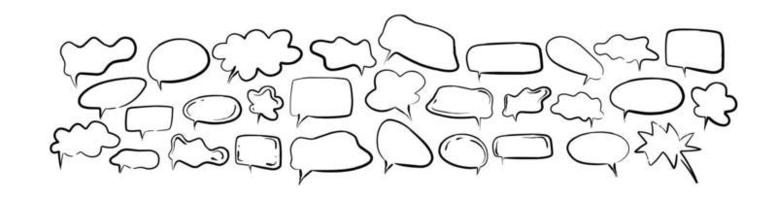 speech bubble set in hand drawn doodle style vector