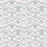 hand-drawn different eyes seamless pattern light dusty palette, endless background with eye symbol of magic esoteric divination vector