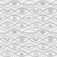 hand-drawn different eyes seamless pattern light dusty palette, endless background with eye symbol of magic esoteric divination vector