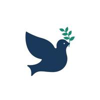 Flying free dove symbol peace. Christmas religion pigeon with branch olive. Vector illustration