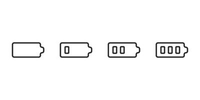 Set level energy battery from low in full, line icon. Power battery with energy. Vector sign