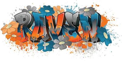 Graffiti styled Name Design - Raven vector