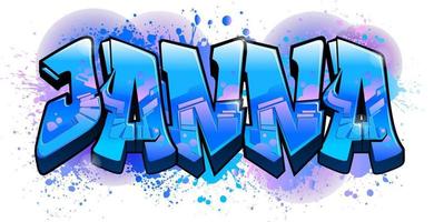 Graffiti styled Name Design - Janna vector