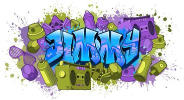 diseño de nombre con estilo graffiti - jimmy vector