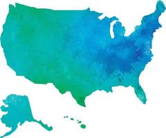 Colorful Isolated United States of America Map in Watercolor