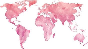 mapa del mundo de acuarela rosa vector