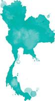 Colorful Isolated Thailand Map in Watercolor vector