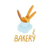 Bakery logo with chef hat and bread vector