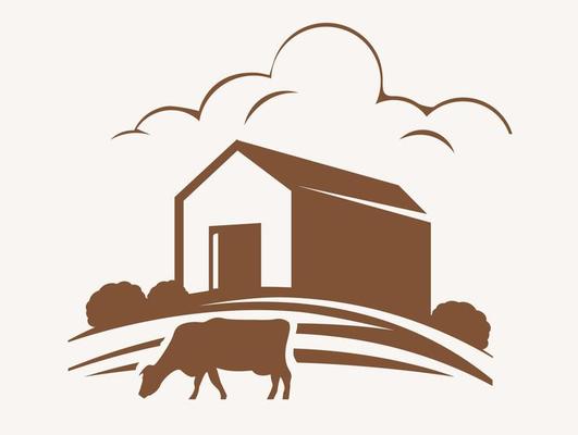 Cow stand on background of farm