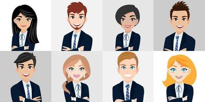 personaje de dibujos animados con hombre de negocios y mujer de negocios, diseño de concepto de trabajo en equipo. ilustración vectorial plana. vector