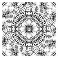 flor mehndi para henna, mehndi, tatuaje, decoración. adorno decorativo en estilo étnico oriental, adorno de doodle, dibujo a mano de contorno. página de libro para colorear. vector