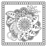 Mehndi flower for henna, mehndi, tattoo, decoration. Decorative ornament in ethnic oriental style, doodle ornament, outline hand draw. Coloring book page.