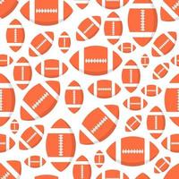 Seamless pattern with orange rugby or american football balls flat style design vector illustration isolated on white background. Rugby - popular sport game and ball - symbol of it.