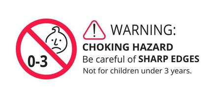 Choking hazard forbidden sign sticker not suitable for children under 3 years isolated on white background. vector