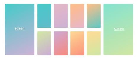 Vibrant and soft pastel gradient smooth color background set for devices, pc and modern smartphone screen soft pastel color backgrounds vector ux and ui design illustration.