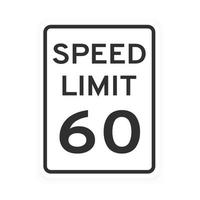 Speed limit 60 road traffic icon sign flat style design vector illustration isolated on white background.