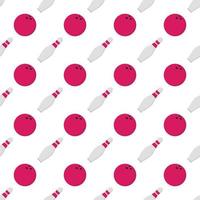 Seamless pattern with bowling game round ball and skittle icon sign flat style design vector illustration. Bowling ball and pin isolated on white background.