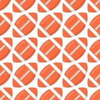 Seamless pattern with orange rugby or american football balls flat style design vector illustration isolated on white background. Rugby - popular sport game and ball - symbol of it.