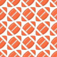 Seamless pattern with orange rugby or american football balls flat style design vector illustration isolated on white background. Rugby - popular sport game and ball - symbol of it.