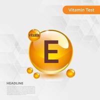 Vitamin E sun icon collection set, body cholecalciferol. golden drop Vitamin complex drop. Medical for heath Vector illustration