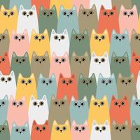Seamless vector pattern with cute cats. Vector Illustration.