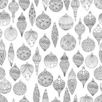 Xmas Seamless pattern with Christmas tree balls hand drawn art design vector illustration