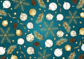 Merry Christmas and Happy New Year. Xmas background with Snowflakes and balls design. vector