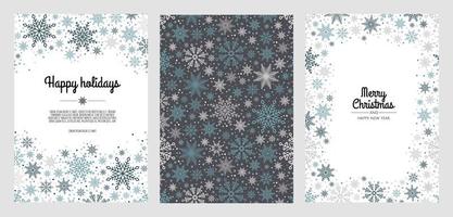 Set Merry Christmas Abstract Card with snowflake. Xmas sale, holiday web banner. vector