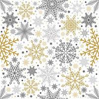 simple patrón sin costuras de navidad. copos de nieve con diferentes adornos. sobre fondo blanco vector