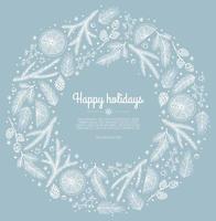 Festive wreath with fir tree, snowflakes, balls and stars. Can be used for Christmas design. vector