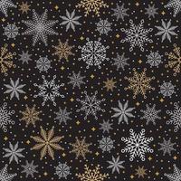 Simple Christmas seamless pattern. Snowflakes with different ornaments. On white background vector