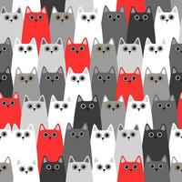 Seamless vector pattern with cute cats. Vector Illustration.