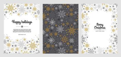 Set Merry Christmas Abstract Card with snowflake. Xmas sale, holiday web banner. vector