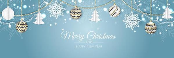 Christmas banner. Background Xmas objects viewed from above. BackgroundMerry Christmas and happy New Year vector