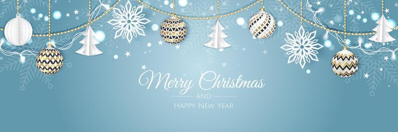 Christmas banner. Background Xmas objects viewed from above. BackgroundMerry Christmas and happy New Year