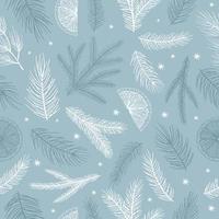 Winter seamless pattern with Christmas tree branches and berries. Vector illustration background