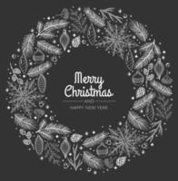 Christmas wreath with branches and pine cones. Design for your postcards, banners, flyers. vector