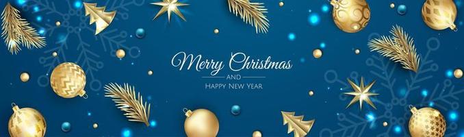 Christmas banner. Background Xmas objects viewed from above. BackgroundMerry Christmas and happy New Year vector