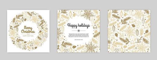 Merry Christmas artistic templates. Corporate Holiday cards and invitations. Floral frames and backgrounds design. vector