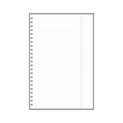 blank lined page sheet for notes with ring holes