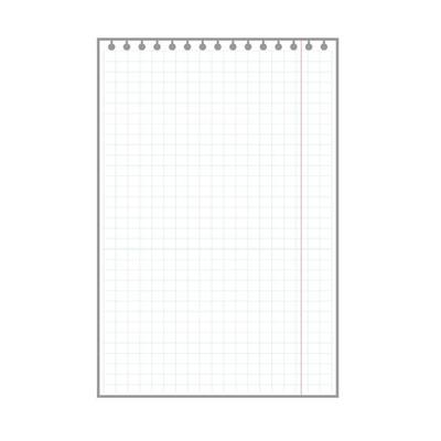 blank checkered plaid sheet, notepad page with ring holes