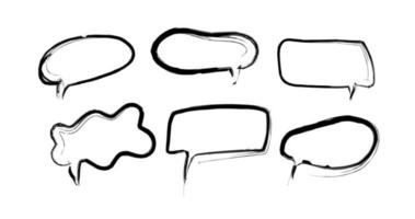 speech bubble set in hand drawn doodle style vector